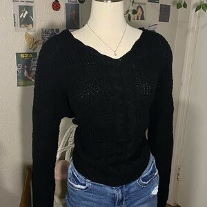 No Boundaries Black V-Neck Sweater